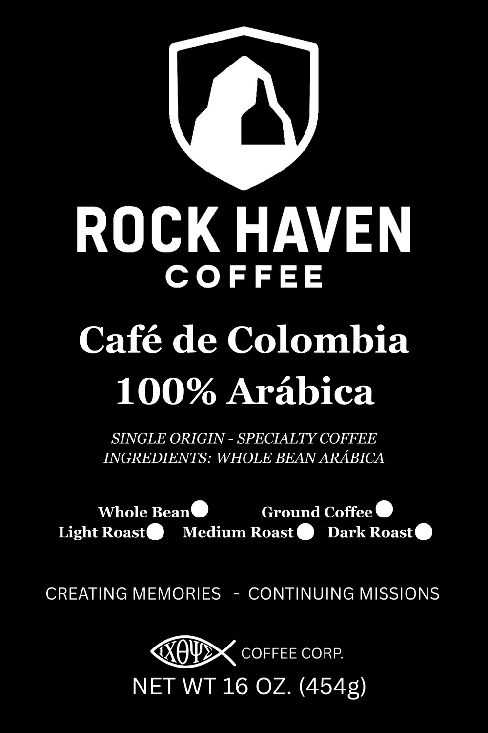 Rock Haven Coffee - 16 ounce coffee bag front label