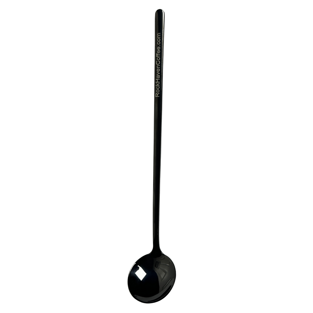 Black ladle on a white background