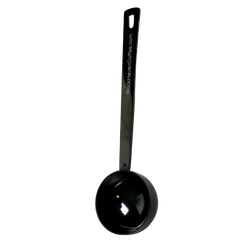 Black measuring spoon on a white background