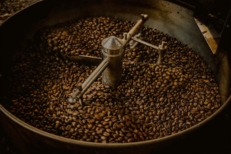 Rock Haven Coffee - roasting coffee in a metal roaster