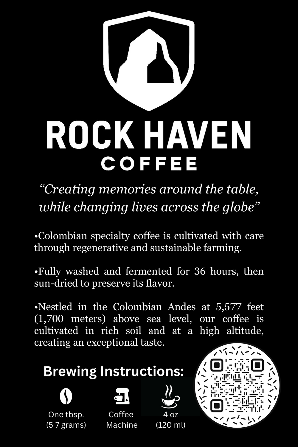 Rock Haven Coffee - 16 ounce coffee bag back label